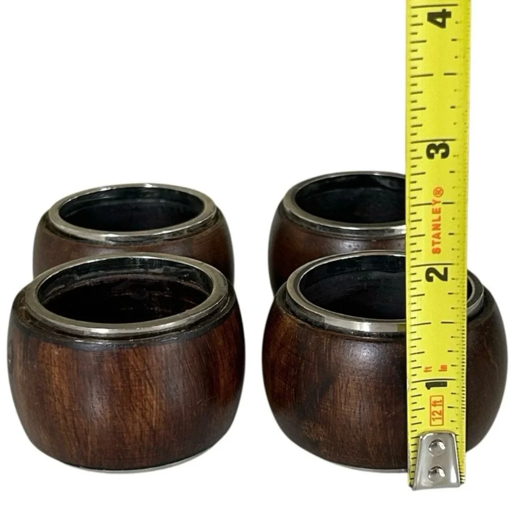 🍴 Lot 8 mango wood Williams-Sonoma Napkin Rings holders Brass Nickel NWT NIB WS